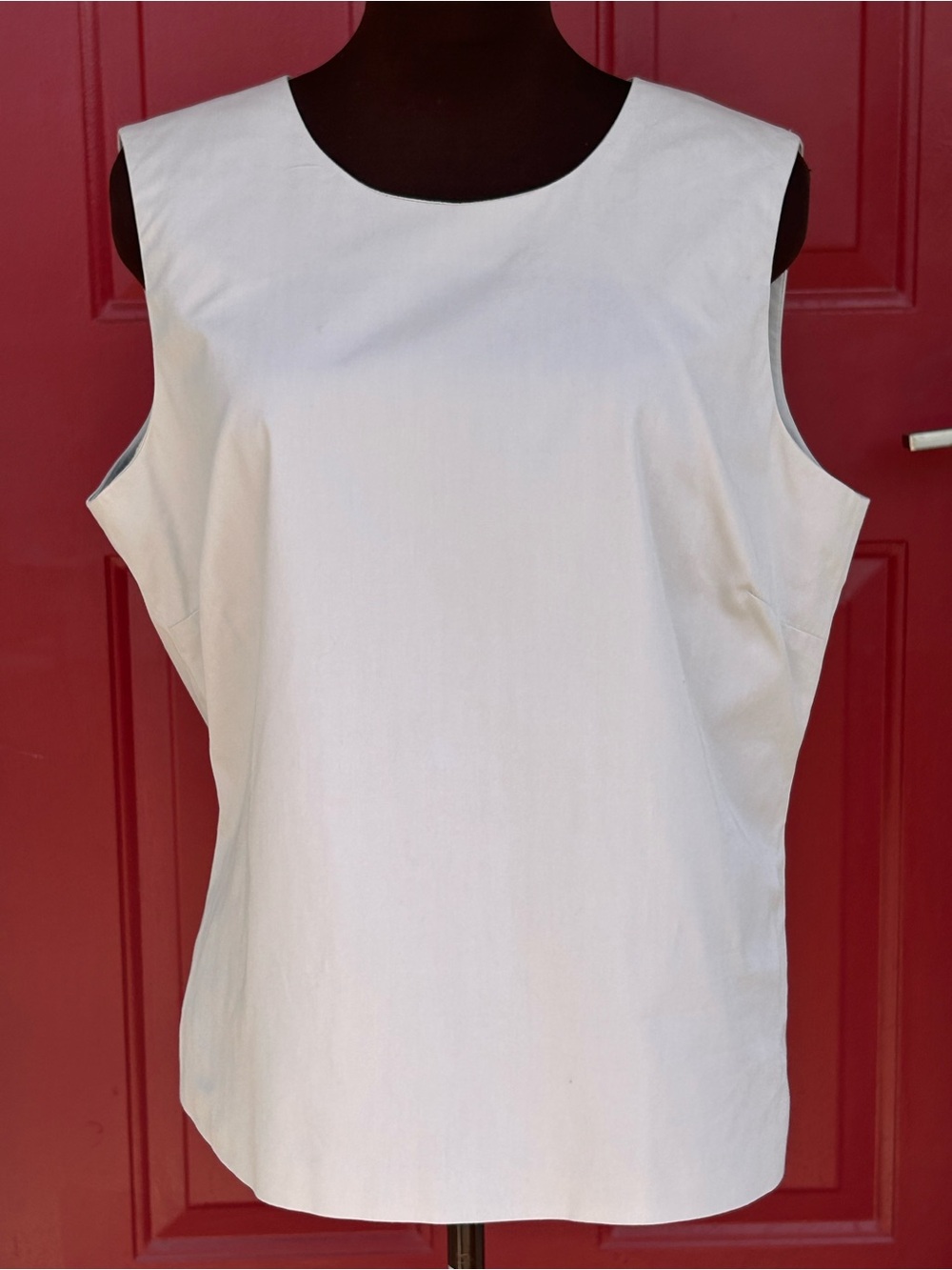 BROOKS BROTHERS s14 Lt taupe Sleeveless Crewneck Shell💯hi thread ct silky cotton